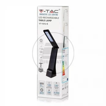 Lampka Biurkowa V-TAC 4W LED Ściemnianie Ładowanie Czarna VT-1014 2700K-6400K 550lm