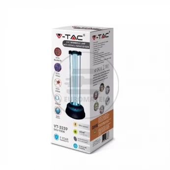 Lampa Bakteriobójcza Wirusobójcza 38W 60m2 UVC OZON LCD Sensor ruchu Pilot V-TAC VT-3338