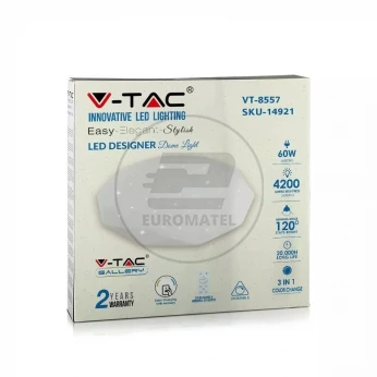 Plafon Sufitowy V-TAC 60W LED Pilot CCT fi.500 Gwiazdy Diament VT-8557 2700K-6400K 4200lm