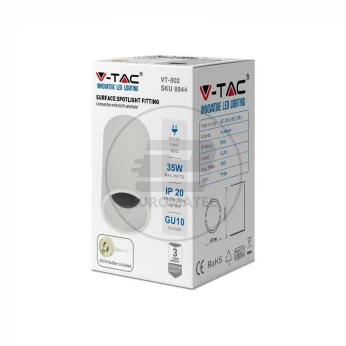 Oprawa V-TAC Aluminiowa GU10 Okrągła Natynkowa Tuba Biała 70x107mm VT-802-W 3 Lata Gwarancji