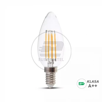 Żarówka LED V-TAC 6W Filament E14 Świeczka A++ Przeźroczysta VT-2327 4000K 800lm