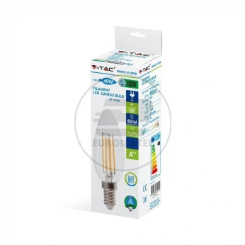Żarówka LED V-TAC 4W Filament E14 Świeczka Ściemnialna VT-1986D 2700K 400lm
