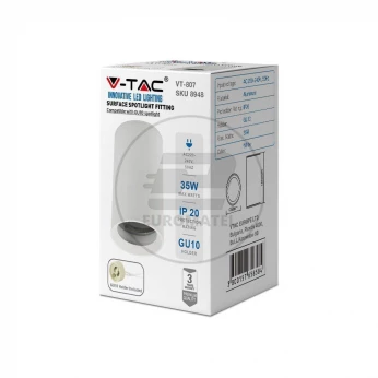 Oprawa V-TAC Aluminiowa GU10 Okrągła Natynkowa Tuba Biała 60x100mm VT-807 3 Lata Gwarancji