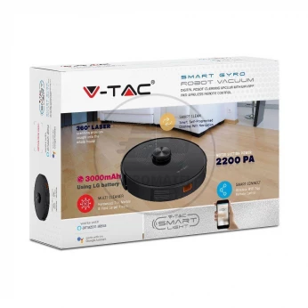 Odkurzacz Automatyczny V-TAC Auto powrót Gyro Laser Kompatybilny Amazon Alexa Google Home Czarny VT-5556