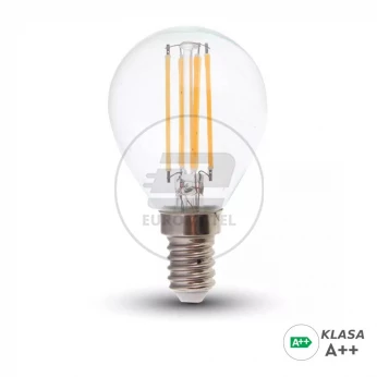 Żarówka LED V-TAC 6W Filament E14 Kulka P45 A++ Przeźroczysta VT-2486 4000K 800lm