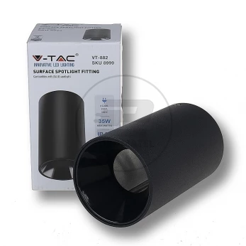 Oprawa Sufitowa V-TAC GU10 Okrągła Natynkowa Tuba Czarny+Czarny 80x140mm VT-882 3 Lata Gwarancji