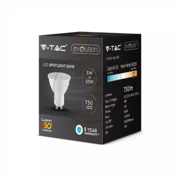 Żarówka LED V-TAC 5W GU10 110st 160lm/W A++ VT-2335 6400K 800lm 5 Lat Gwarancji