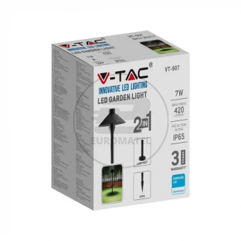 Słupek Ogrodowy V-TAC 7W SAMSUNG CHIP 2w1 Czarny VT-907 3000K 420lm 3 Lata Gwarancji