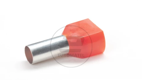 KOŃCÓWKA TULEJKOWA PODWÓJNA IZOLOWANA 2 x 10mm2 x 14mm CZERWONA  (100 szt.)