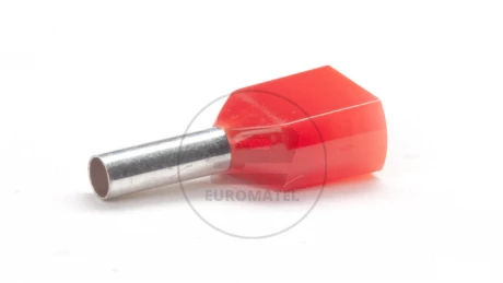 KOŃCÓWKA TULEJKOWA PODWÓJNA IZOLOWANA 2 x 1.5mm2 x 8mm CZERWONA  (100 szt.)