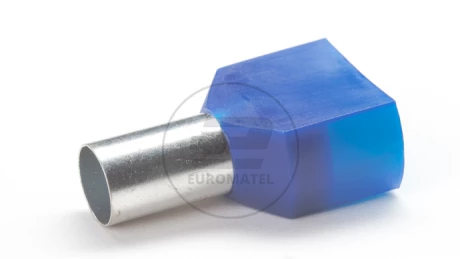 KOŃCÓWKA TULEJKOWA PODWÓJNA IZOLOWANA 2 x 16mm2 x 14mm NIEBIESKA  (100 szt.)