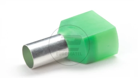 KOŃCÓWKA TULEJKOWA PODWÓJNA IZOLOWANA 2 x 16mm2 x 14mm ZIELONA  (100 szt.)