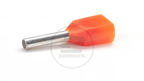 KOŃCÓWKA TULEJKOWA PODWÓJNA IZOLOWANA 2 x 0.5mm2 x 8mm POMARAŃCZOWA  (100 szt.)