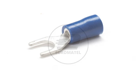 KOŃCÓWKA WIDEŁKOWA WĄSKA IZOLOWANA 1.5 - 2.5 mm2 / 4 mm NIEBIESKA  (100 szt.)