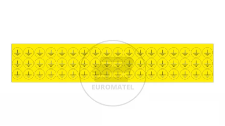 PLC KARTY AKRYL: UZIEMIENIE W KÓŁKU 13x13 mm ŻÓŁTY/CZARNY  (540 szt)