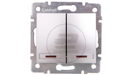 DOMO Łącznik zwierny podwójny LED szybkozłączka 10AX 250V srebrny 011023243 24834