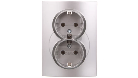 LOGI Gniazdo podwójne Schuko kompletne śrubowy 16A 250V srebrne 021270143 25213