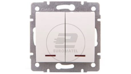LOGI Łącznik dwugrupowy świecznikowy z LED śrubowy 10AX 250V biały 021120102 25079