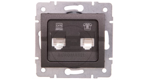 LOGI Gniazdo teleinformatyczne (RJ45 Cat 6+RJ11) grafit 021440041 25290