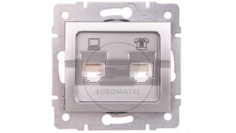 LOGI Gniazdo teleinformatyczne (RJ45 Cat 5e+RJ11) srebrne 021430043 25230