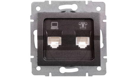 LOGI Gniazdo teleinformatyczne (RJ45 Cat 5e+RJ11) grafit 021430041 25289