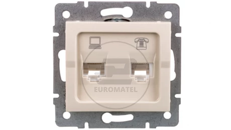 LOGI Gniazdo teleinformatyczne (RJ45 Cat 5e+RJ11) kremowe 021430003 25171