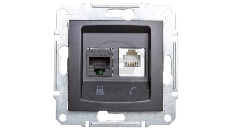 SEDNA Gniazdo teleinformatyczne RJ11 RJ45 kat.5e UTP grafitowe SDN5100170