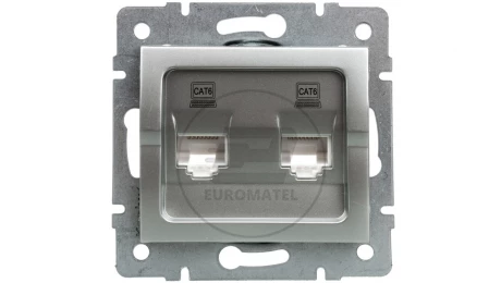 LOGI Gniazdo komputerowe podwójne niezależne (2x RJ45Cat 6 Jack) Srebrny 021420043 25229