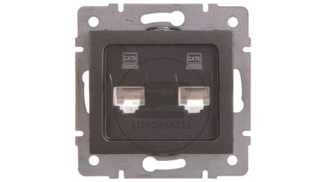 LOGI Gniazdo komputerowe podwójne niezależne (2x RJ45Cat 6 Jack) Grafit 021420041 25288