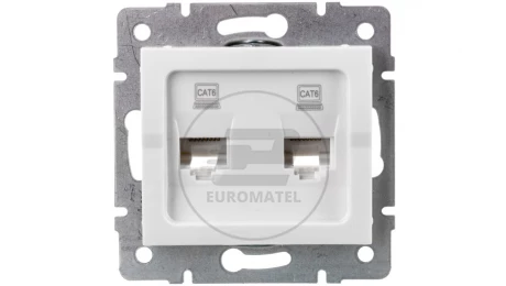 LOGI Gniazdo komputerowe podwójne niezależne (2x RJ45Cat 6 Jack) Biały 021420002 25111
