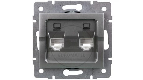 LOGI Gniazdo komputerowe podwójne niezależne (2x RJ45Cat 5e Jack) Srebrny 021410043 25228