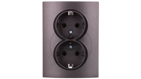 LOGI Gniazdo podwójne Schuko kompletne śrubowy Grafit 16A 250V 021270141 25272