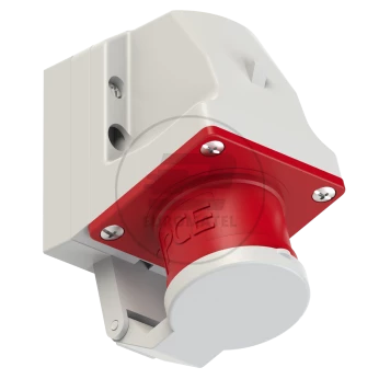 Wtyczka odbiornikowa z klapką 16A 4P 400V czerwona IP44 514-6d