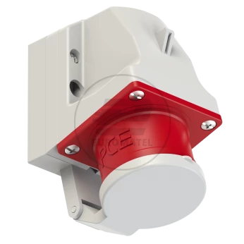 Wtyczka odbiornikowa z klapką 16A 5P 400V czerwona IP44 515-6d