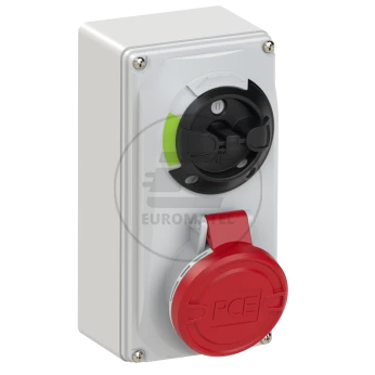 Gniazdo stałe z wyłącznikiem 0-1 małe 16A 4P 400V IP44 /blokada mechaniczna/ 6114-6