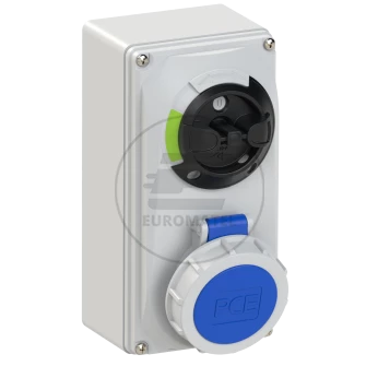 Gniazdo stałe z wyłącznikiem 0-1 małe 16A 3P 230V IP67 /blokada mechaniczna/ 61132-6