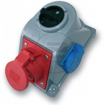 Gniazdo stałe z wyłącznikiem L-0-P 32A 5P 400V + 2x 2P+Z 230V IP44 COMBO-POL 960625421W