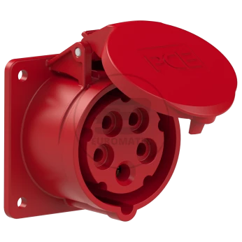 Gniazdo tablicowe 16A 5P 400V /75x75/ czerwone IP44 TWIST 315-6f7