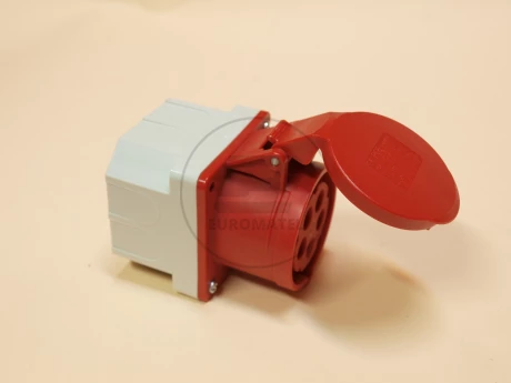 Gniazdo tablicowe z puszką 32A 4P 400V czerwone IP44 324-6p