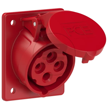 Gniazdo tablicowe skośne 16A 4P 400V /70x85/ czerwone IP44 TWIST 414-6