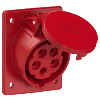 Gniazdo tablicowe skośne 16A 5P 400V /80x97/ czerwone IP44 TWIST 415-6