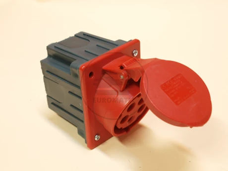 Gniazdo tablicowe skośne 32A 5P 400V czerwone IP44 /z puszką/ 425-6p