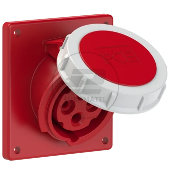Gniazdo tablicowe skośne 16A 4P 400V czerwone IP67 POWER TWIST 4142-6