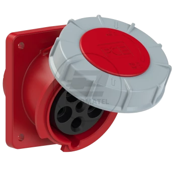 Gniazdo tablicowe skośne 63A 5P 400V /100x112/ czerwone IP67 POWER TWIST 435-6