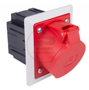 Gniazdo tablicowe z puszką 16A 5P 400V  /80x97/ czerwone IP44 TWIST 415-6pkr