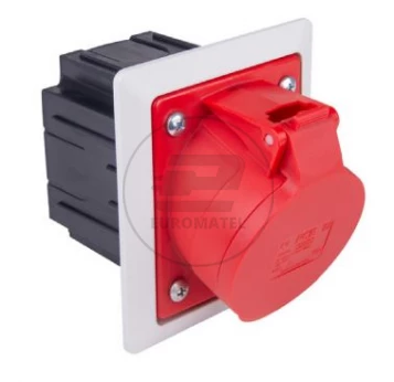 Gniazdo tablicowe z puszką 32A 4P 400V  /80x97/ czerwone IP44 TWIST 424-6pkr