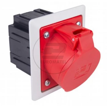 Gniazdo tablicowe z puszką 32A 5P 400V  /80x97/ czerwone IP44 TWIST 425-6pkr