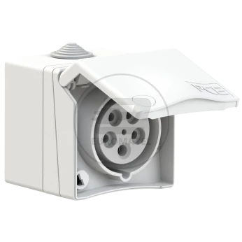 Gniazdo natynkowe przelotowe 16A 5P 400V białe IP44 DESIGN 865-6v