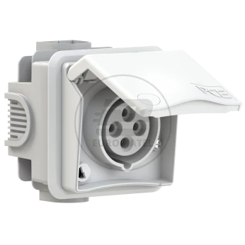 Gniazdo podtynkowe przelotowe 16A 4P 400V czerwone IP44 DESIGN 884-6v