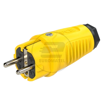Wtyczka gumowa 16A 2P+Z 230V UNI-SCHUKO IP54 /pełna guma/ TAURUS2 żółta 0522-es